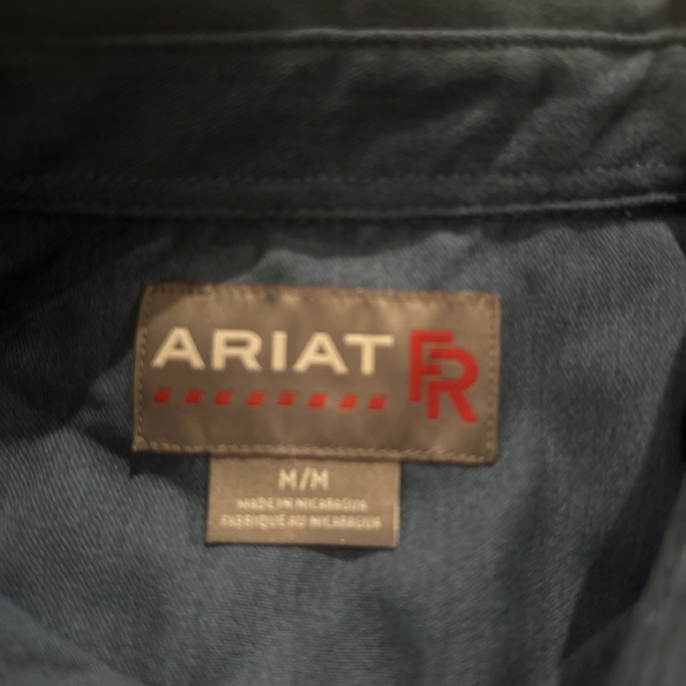 Ariat FR Featherlight Work Shirt Womens Medium Blue Long Sleeve Flame Resistant - Picture 3 of 10
